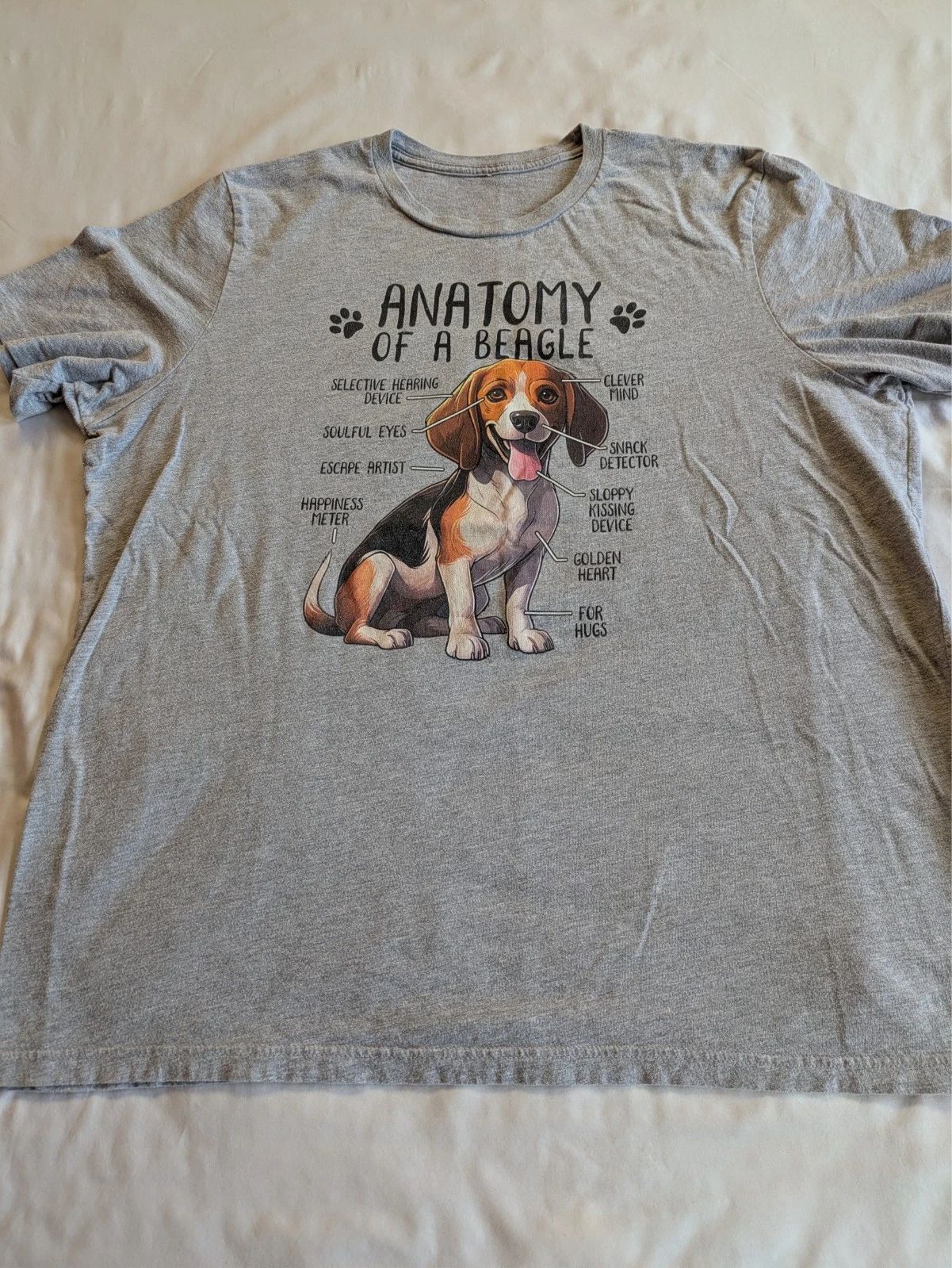 Cute Beagle T shirt  Gray. Men's xxl Unisex T-shirt, Sweatshirt, Hoodie, Long Sleeve Tee - T-Shirt, Sweatshirt, Hoodie