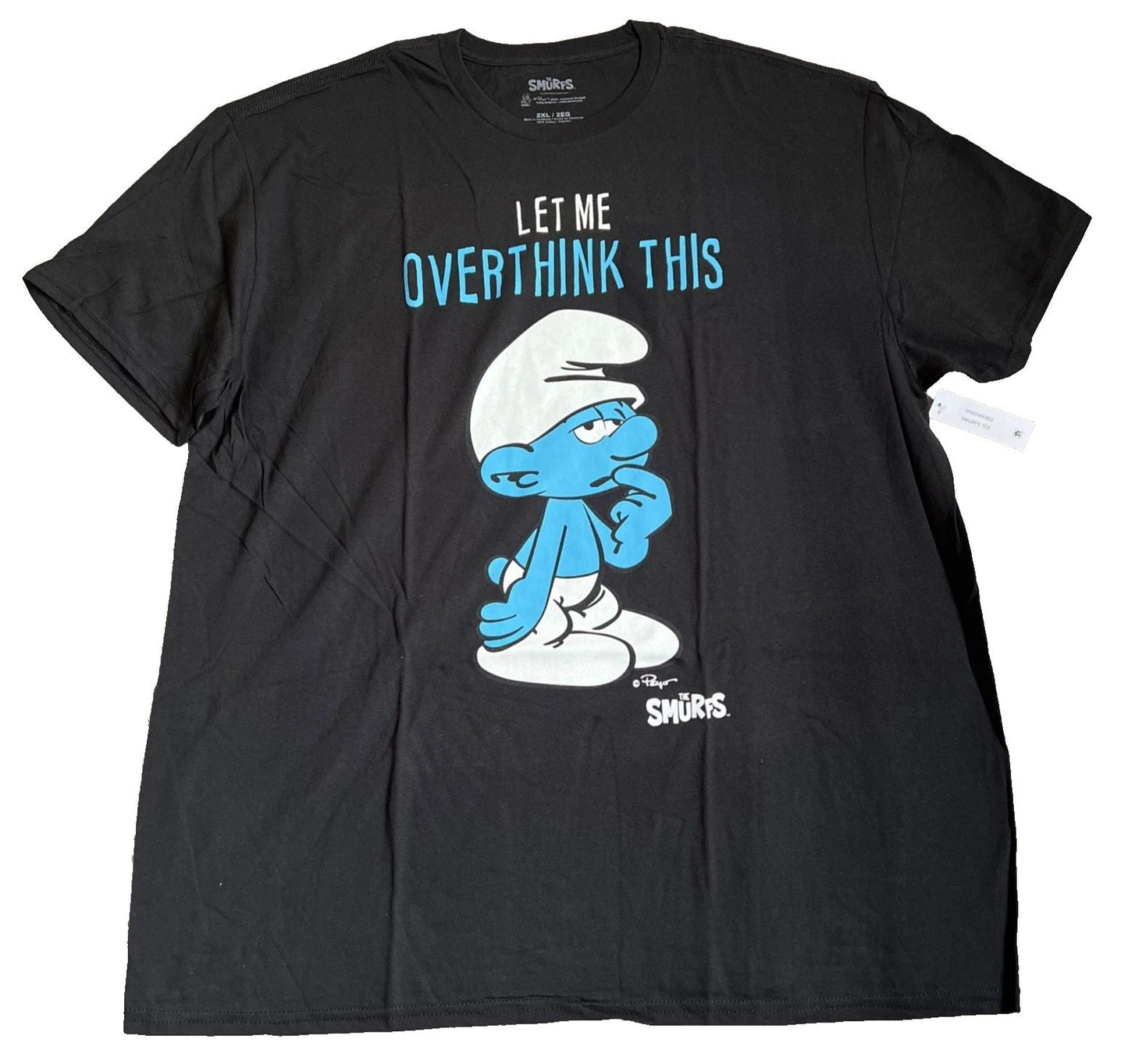 Smurf T-Shirt Adult 2XL Black Graphic Print Let Me Over Think This Funny Dad NEW Unisex T-shirt, Sweatshirt, Hoodie, Long Sleeve Tee - T-Shirt, Sweatshirt, Hoodie