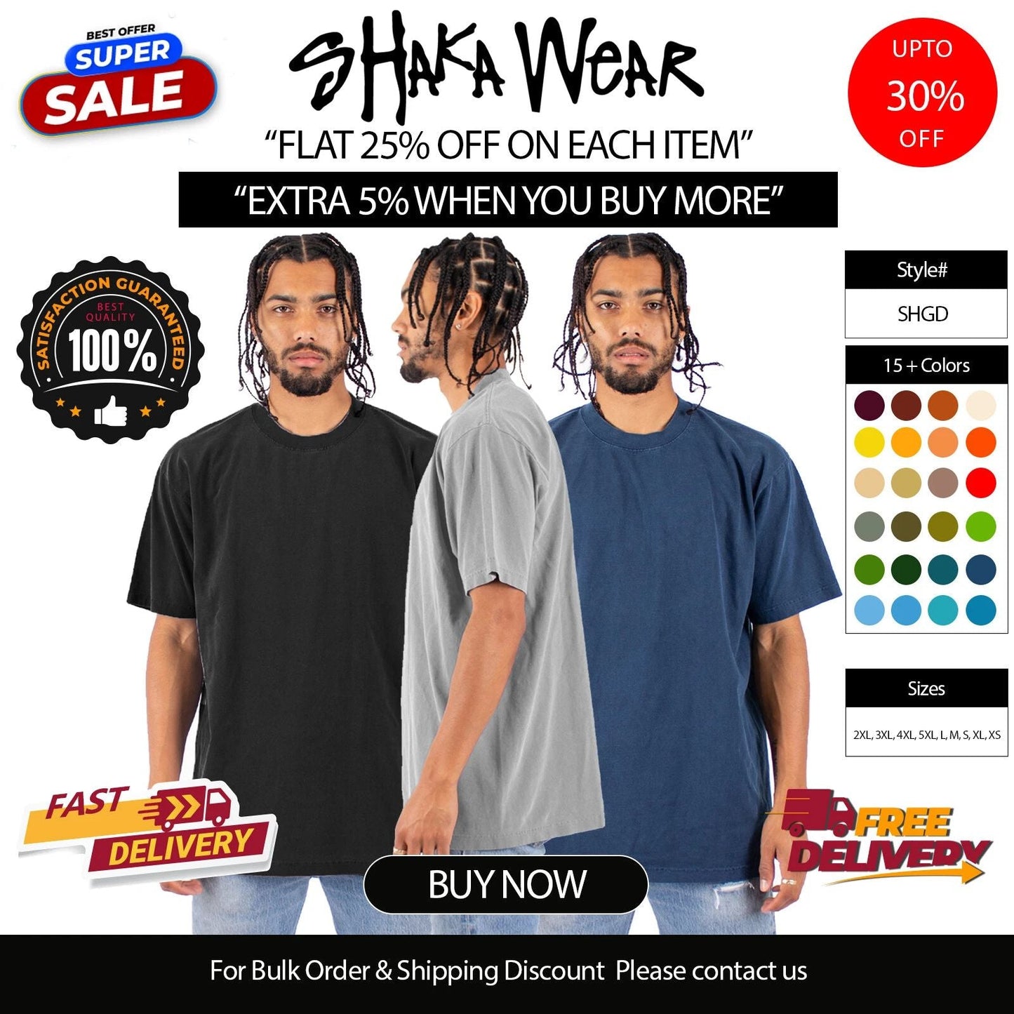 Shaka Wear Mens USA Cotton Crew Neck Short Sleeve Garment-Dyed T-Shirt - SHGD Unisex T-shirt, Sweatshirt, Hoodie, Long Sleeve Tee - T-Shirt, Sweatshirt, Hoodie