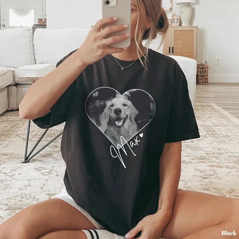Custom Pet Photo Dog Portrait Comfort Tee Personalized Pet Lover Unisex T-shirt, Sweatshirt, Hoodie, Long Sleeve Tee - T-Shirt, Sweatshirt, Hoodie