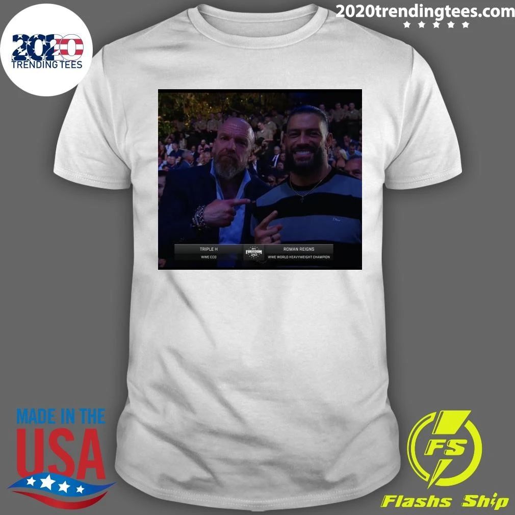 Triple H and Roman Reigns together at UFC Freedom 250 Shirt Unisex T-shirt, Sweatshirt, Hoodie, Long Sleeve Tee - T-Shirt, Sweatshirt, Hoodie