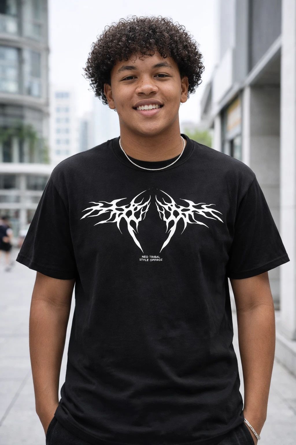 Neo Tribal Graphic T-Shirt Black Abstract Wing Design Streetwear Aesthetic Unisex T-shirt, Sweatshirt, Hoodie, Long Sleeve Tee - T-Shirt, Sweatshirt, Hoodie