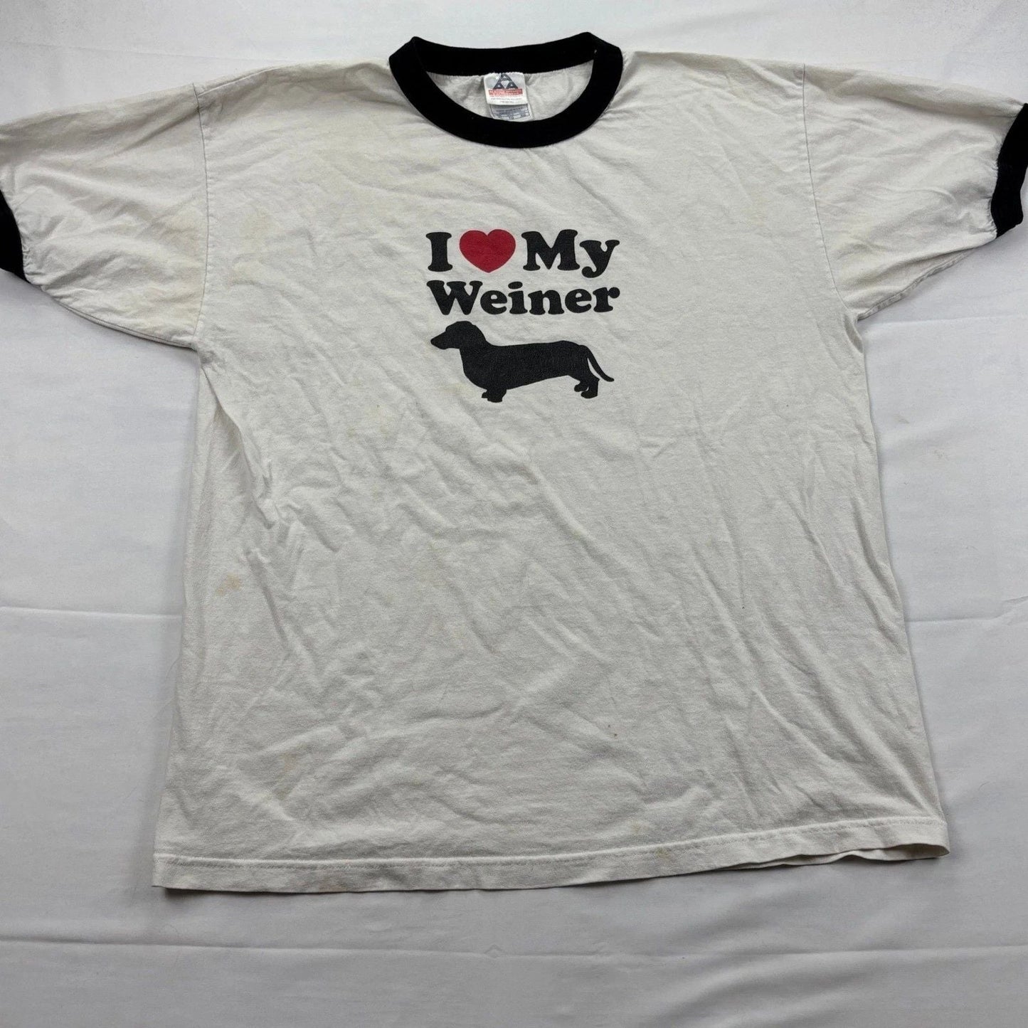 Y2K I Love My Weiner Dachshund Graphic Ringer T-Shirt XL White Black Alstyle Unisex T-shirt, Sweatshirt, Hoodie, Long Sleeve Tee - T-Shirt, Sweatshirt, Hoodie
