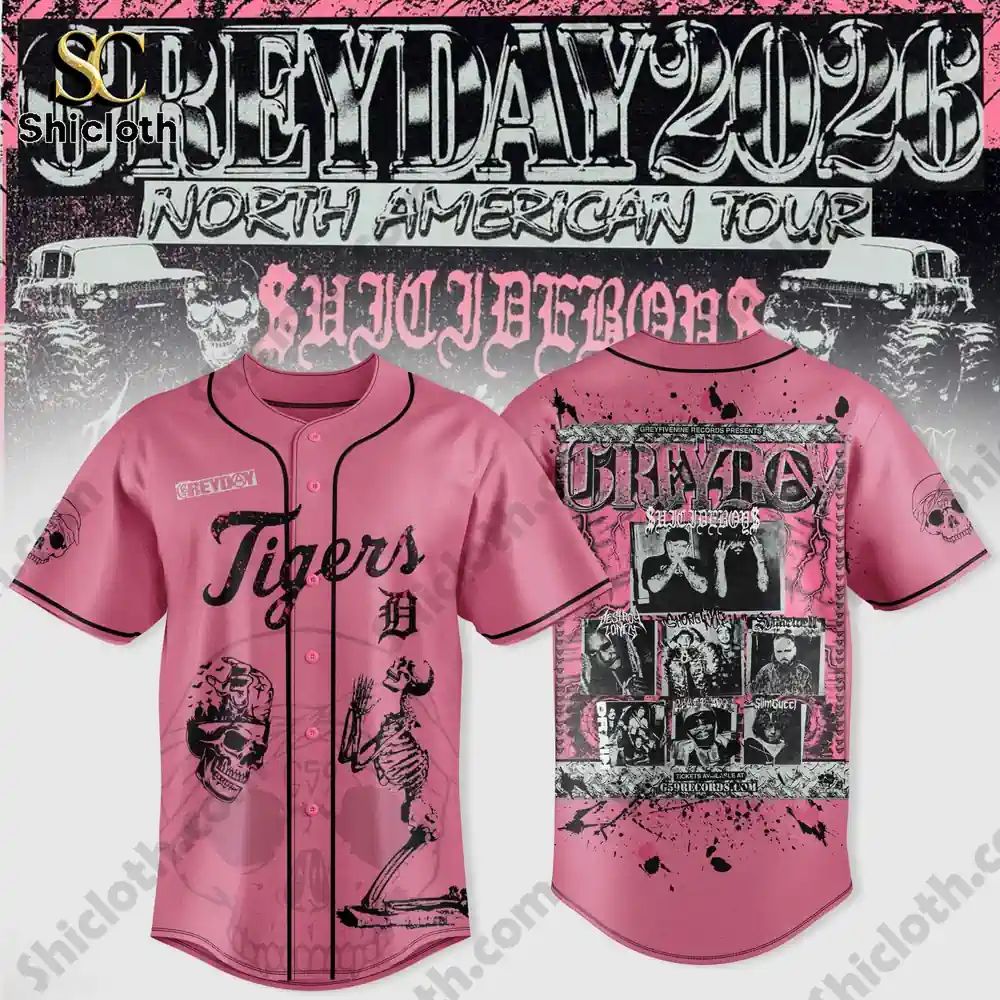 Detroit Tigers X $uicideboy$ Greyday 2026 North American Tour Jersey baseball jersey product view 2