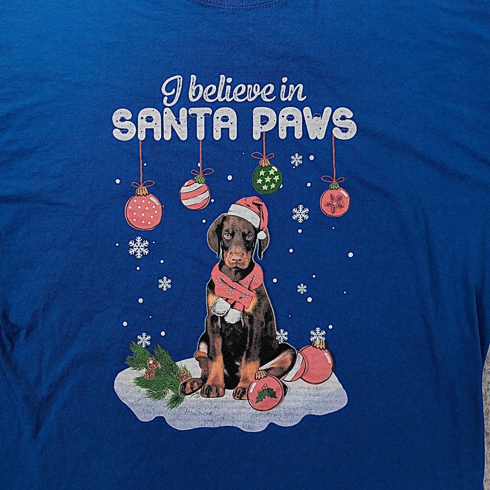 Santa Paws Shirt Mens 2XL Blue Dog Lover Christmas Graphic Tee Unisex T-shirt, Sweatshirt, Hoodie, Long Sleeve Tee - T-Shirt, Sweatshirt, Hoodie