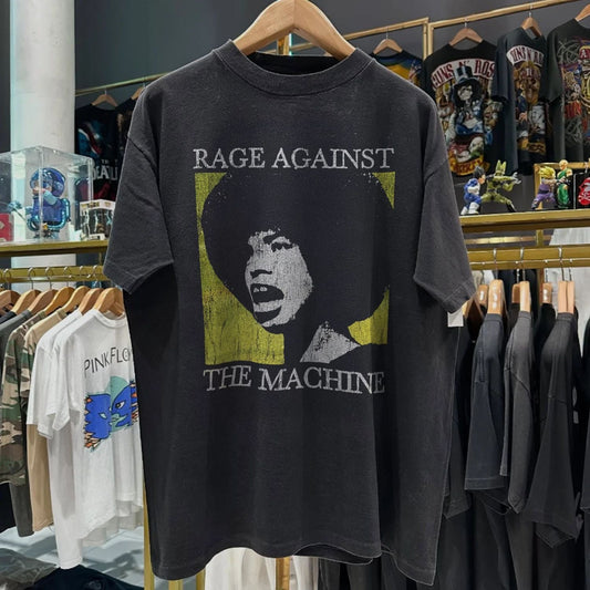 90s Rage Resist RATM X Angela Davis Washed T-Shirt Black L Unisex T-shirt, Sweatshirt, Hoodie, Long Sleeve Tee - T-Shirt, Sweatshirt, Hoodie
