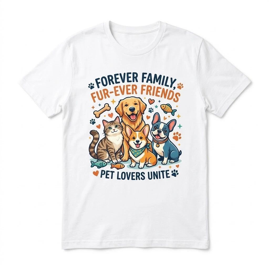Forever Family Fur-Ever Friends T-Shirt Pet Lovers Unite Dog Cat Unisex Black Te Unisex T-shirt, Sweatshirt, Hoodie, Long Sleeve Tee - T-Shirt, Sweatshirt, Hoodie