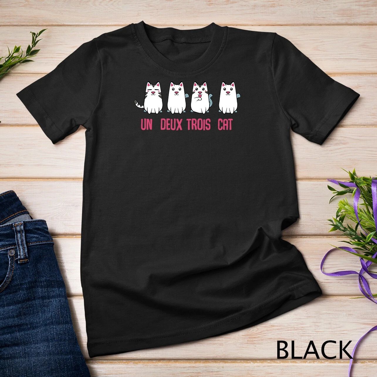 Un Deux Trois Cat Funny French Animal Cat Lover Meowing Unisex T-shirt Unisex T-shirt, Sweatshirt, Hoodie, Long Sleeve Tee - T-Shirt, Sweatshirt, Hoodie