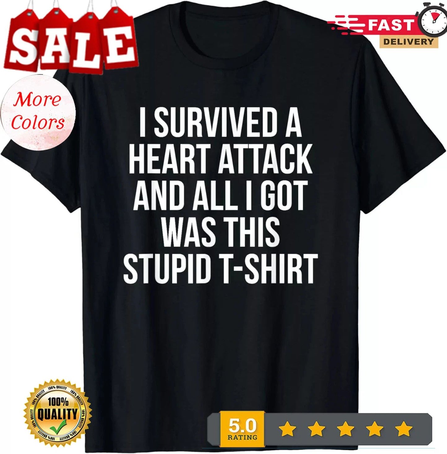 NEW/I Survived a Heart Attack Funny Heart Attack Survivor Gift Unisex T-Shirt Unisex T-shirt, Sweatshirt, Hoodie, Long Sleeve Tee - T-Shirt, Sweatshirt, Hoodie