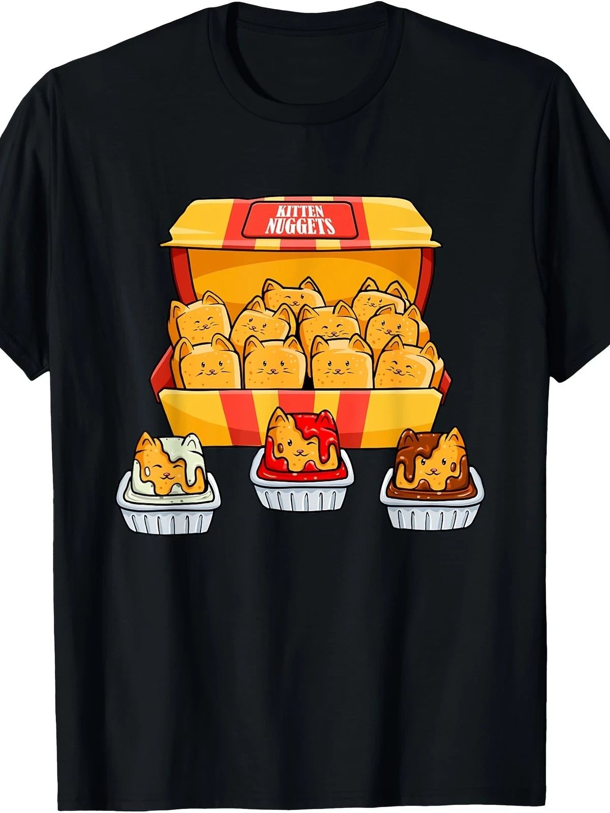 Black Cat Lover's T-Shirt with Purr Nuggets Food Pun Design - Cute Cartoon Kit Unisex T-shirt, Sweatshirt, Hoodie, Long Sleeve Tee - T-Shirt, Sweatshirt, Hoodie