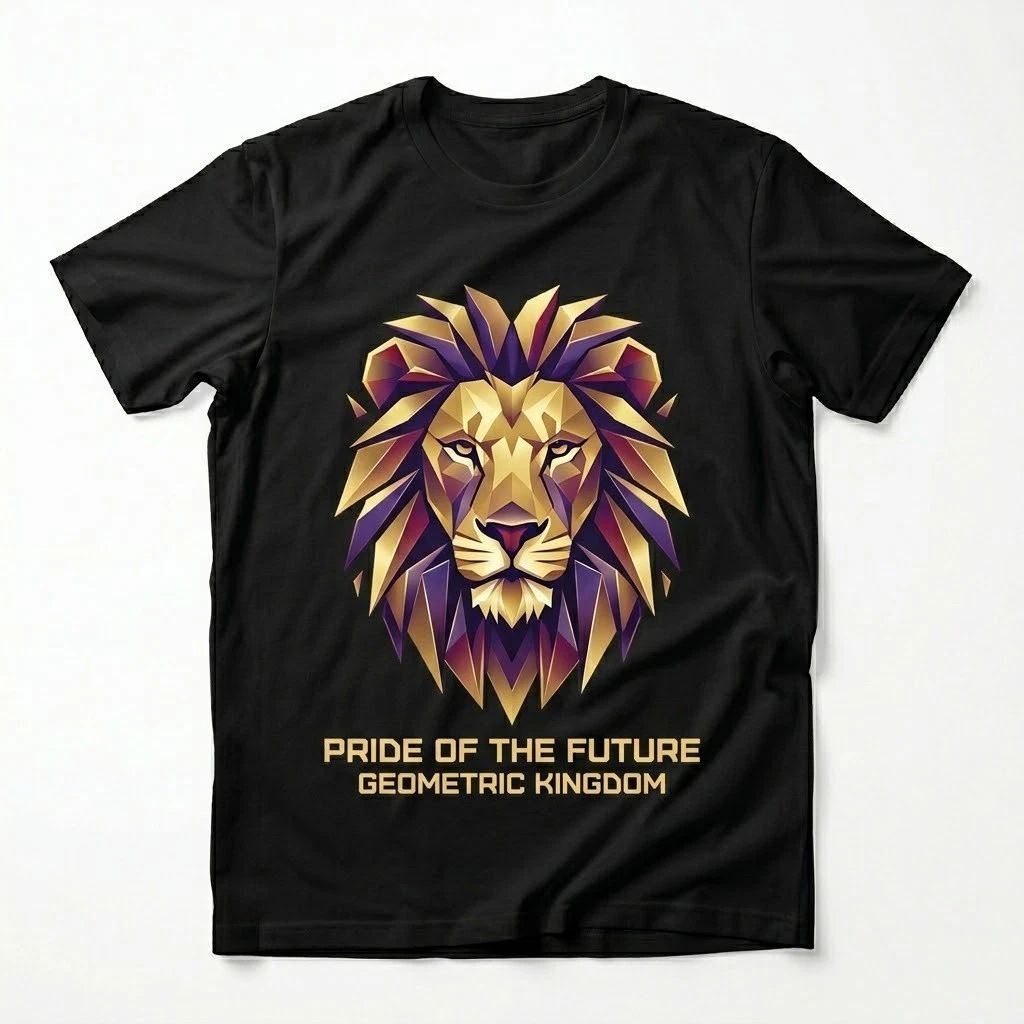 Geometric Lion Pride T-Shirt: Future Kingdom Graphic Tee Unisex T-shirt, Sweatshirt, Hoodie, Long Sleeve Tee - T-Shirt, Sweatshirt, Hoodie