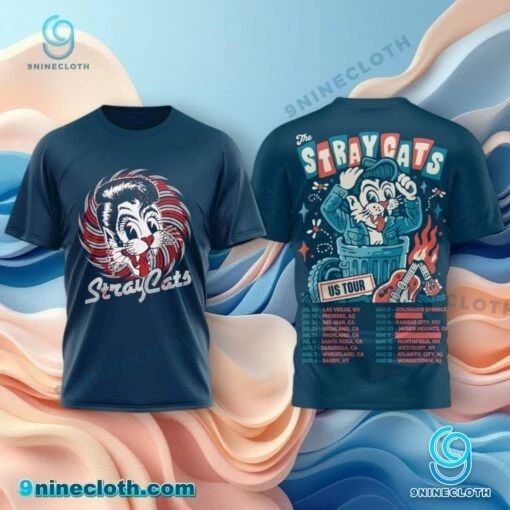 The Stray Cats US Tour 2026 All Over Printed T-Shirt Fan Gift Unisex T-shirt, Sweatshirt, Hoodie, Long Sleeve Tee - T-Shirt, Sweatshirt, Hoodie
