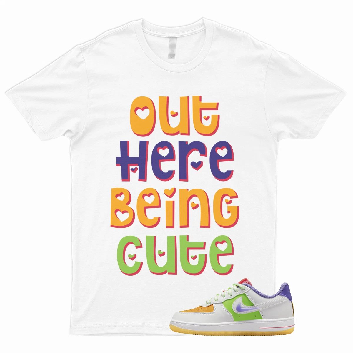 CUTE T Shirt to Match Air Force 1 Low GS White Multicolor Space Purple Sundial Unisex T-shirt, Sweatshirt, Hoodie, Long Sleeve Tee - T-Shirt, Sweatshirt, Hoodie