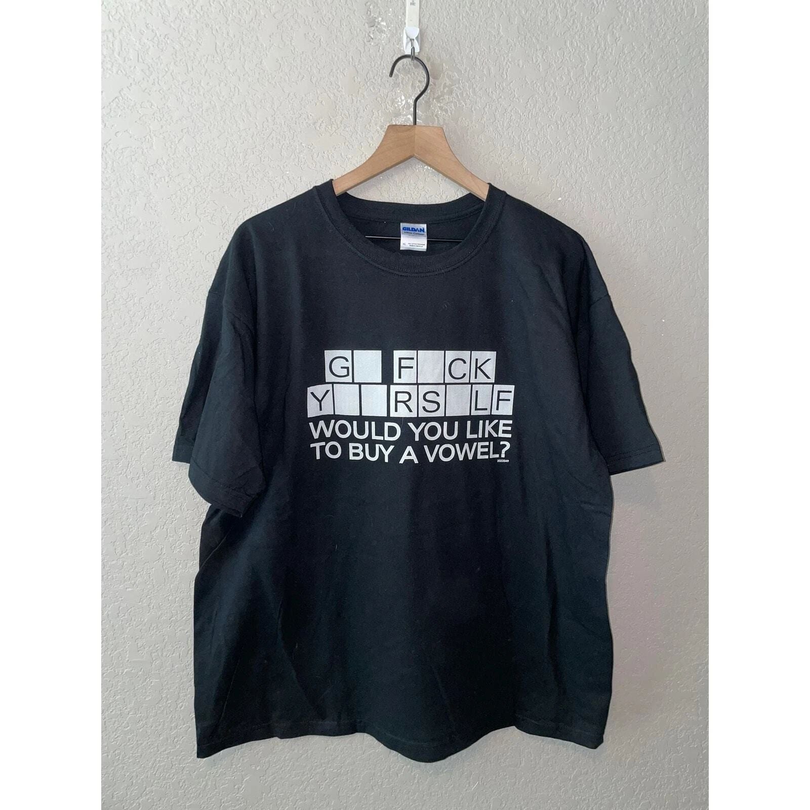 Vintage Go F Yourself Shirt Buy A Vowel Wheel Of Fortune Humor Tee Funny XL Unisex T-shirt, Sweatshirt, Hoodie, Long Sleeve Tee - T-Shirt, Sweatshirt, Hoodie