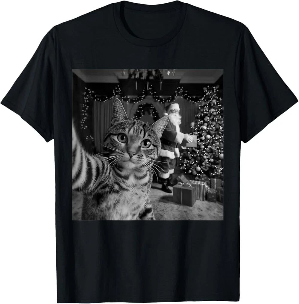 Christmas Cute Cat Holiday Funny Xmas Cat Santa Selfie T-Shirt Unisex T-shirt, Sweatshirt, Hoodie, Long Sleeve Tee - T-Shirt, Sweatshirt, Hoodie