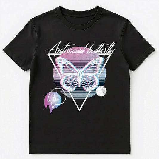 Antisocial Butterfly Retro Vaporwave Aesthetic Art Style Unisex T-Shirt Unisex T-shirt, Sweatshirt, Hoodie, Long Sleeve Tee - T-Shirt, Sweatshirt, Hoodie