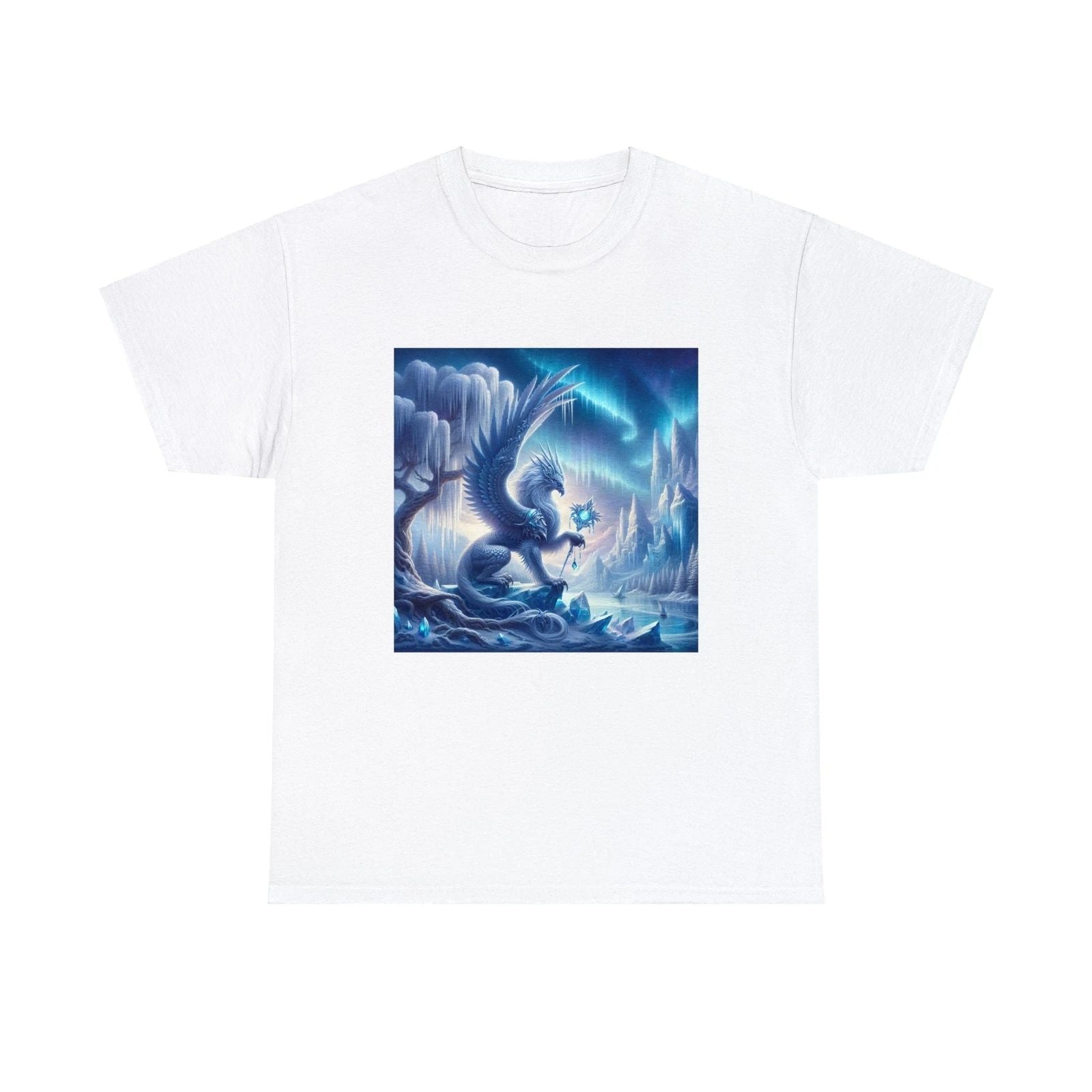 Fantasy Tee Unisex Adult T Shirt Majestic Gryphon, Silver, Topaz, Crystalline Unisex T-shirt, Sweatshirt, Hoodie, Long Sleeve Tee - T-Shirt, Sweatshirt, Hoodie