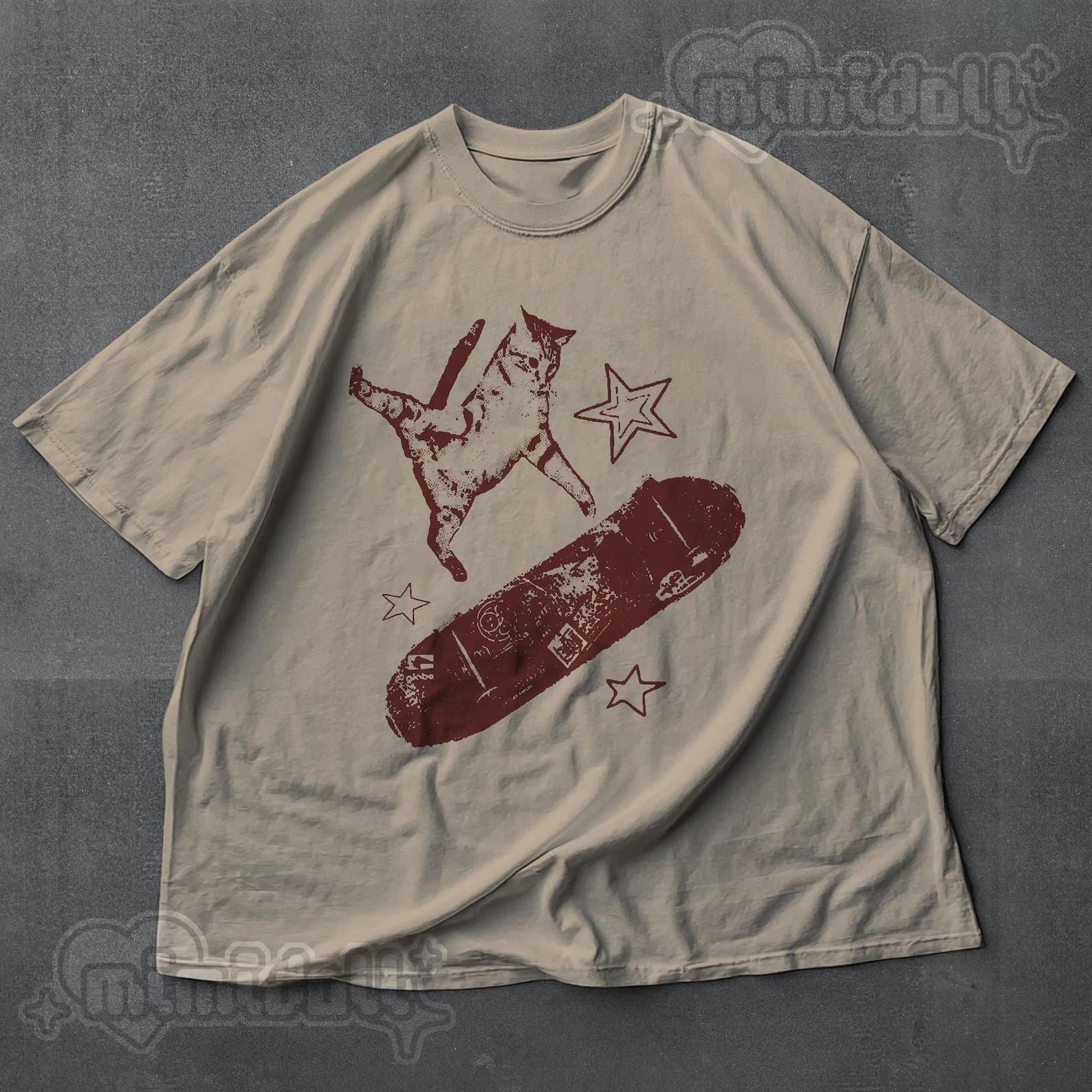 Vintage Skateboard Cat Shirt Y2K 90s Aesthetic Kitten Grunge Retro Tee Unisex T-shirt, Sweatshirt, Hoodie, Long Sleeve Tee - T-Shirt, Sweatshirt, Hoodie