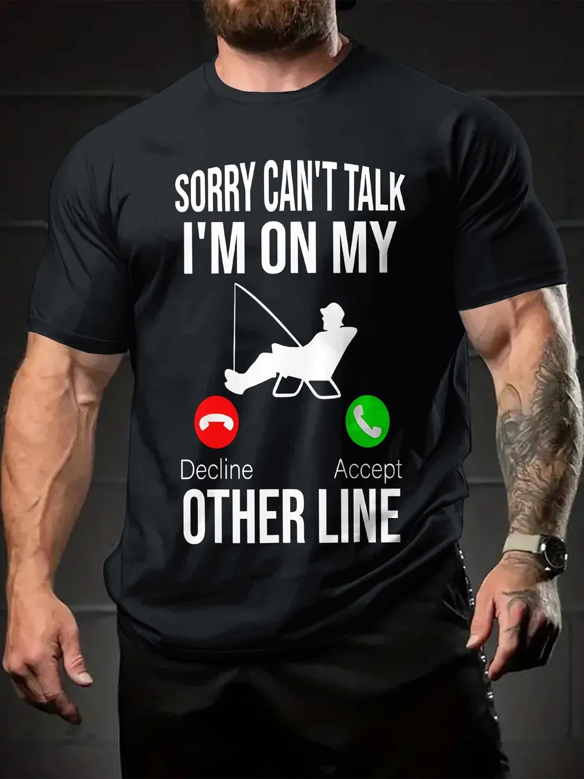 Sorry I'm On My Other Line Funny Fishing Tee - Men's Outdoors Hobby T-Shirt Unisex T-shirt, Sweatshirt, Hoodie, Long Sleeve Tee - T-Shirt, Sweatshirt, Hoodie