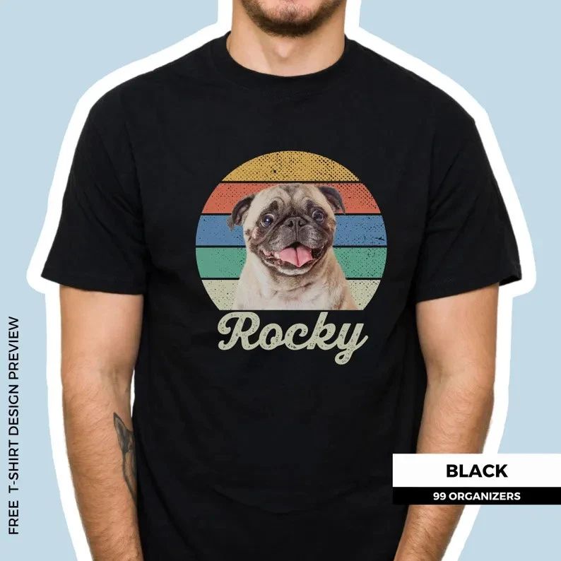 Custom Pet Portrait Comfort Tee Retro Dog Cat Personalized Animal Lover Gift Unisex T-shirt, Sweatshirt, Hoodie, Long Sleeve Tee - T-Shirt, Sweatshirt, Hoodie