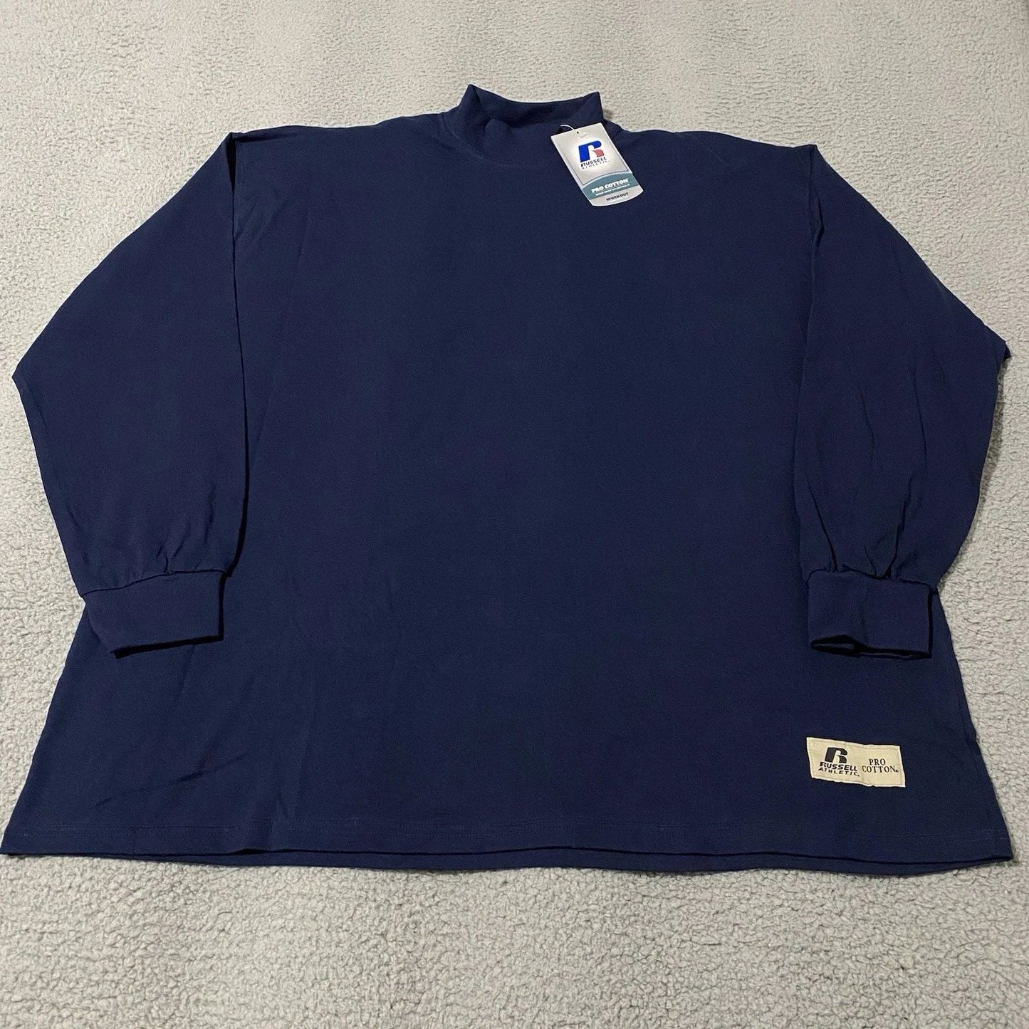 Vintage Russell Athletic Mock Neck Shirt Mens Large Navy Pro Cotton Blank NEW Unisex T-shirt, Sweatshirt, Hoodie, Long Sleeve Tee - T-Shirt, Sweatshirt, Hoodie