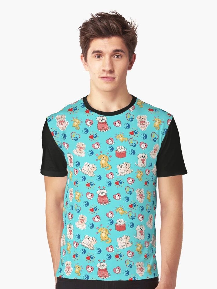 Cute Dog Pattern With Jade Background Graphic T-Shirt,dog lover shirts, gifts fo Unisex T-shirt, Sweatshirt, Hoodie, Long Sleeve Tee - T-Shirt, Sweatshirt, Hoodie