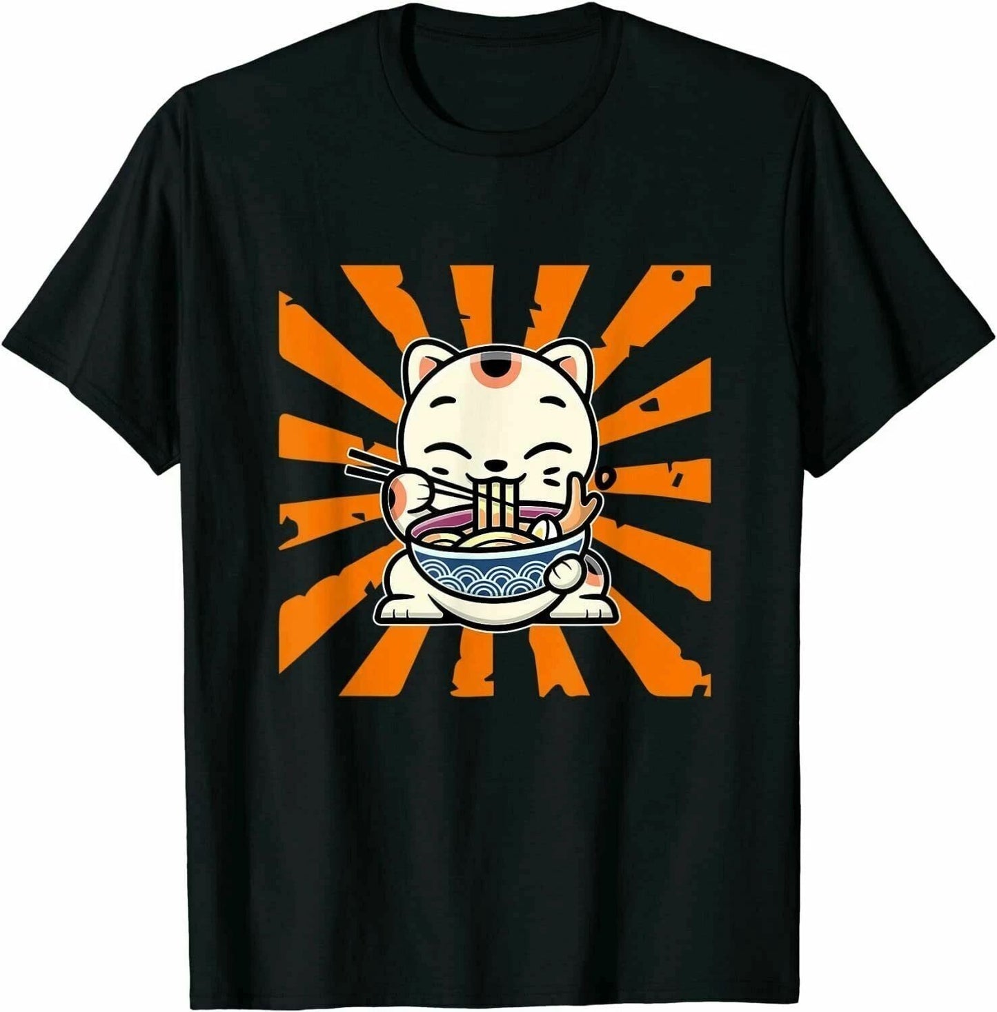 Ramen Cat Kawaii Anime Noodles Hashi Japanese Manga T-Shirts Cotton Unisex T-shirt, Sweatshirt, Hoodie, Long Sleeve Tee - T-Shirt, Sweatshirt, Hoodie