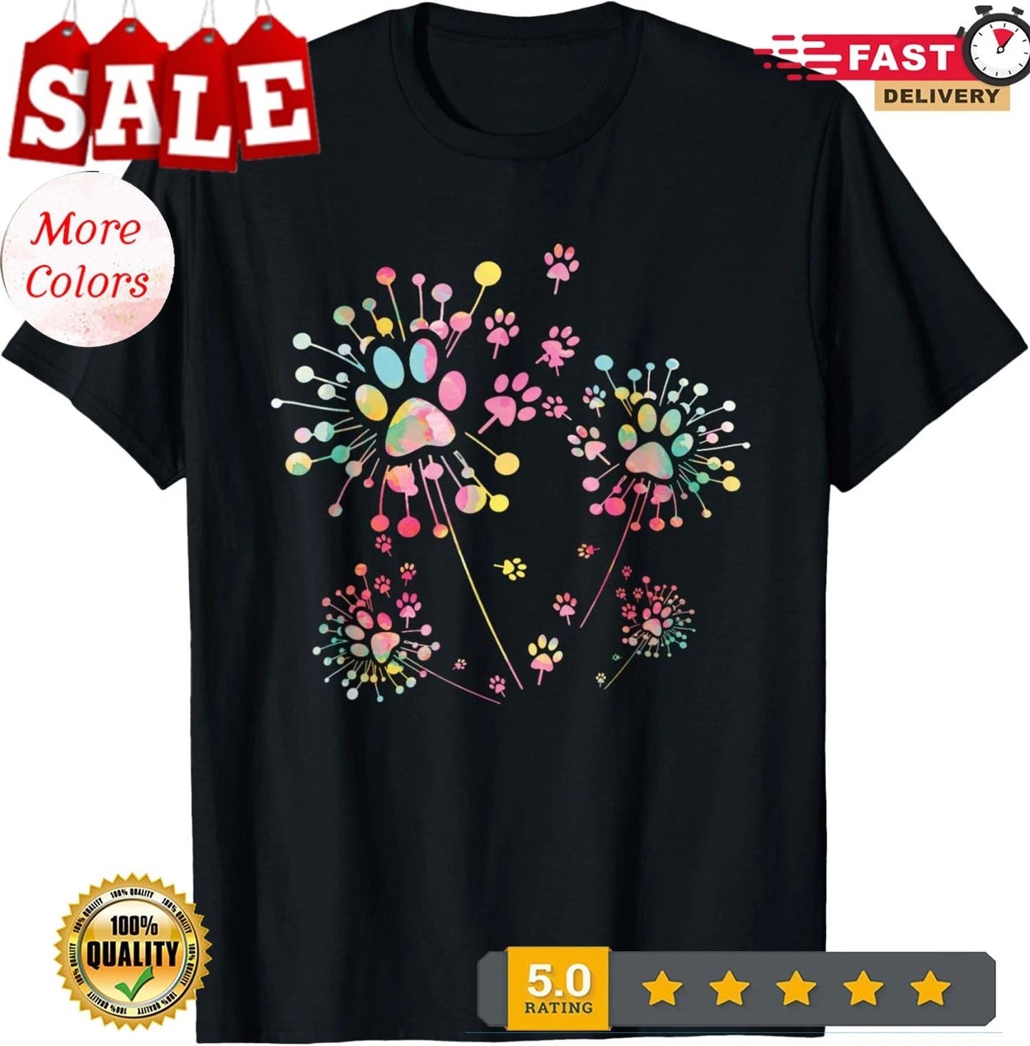 Dog Flower Dandelion Dog Paw Dog Lover T-Shirt Unisex T-shirt, Sweatshirt, Hoodie, Long Sleeve Tee - T-Shirt, Sweatshirt, Hoodie