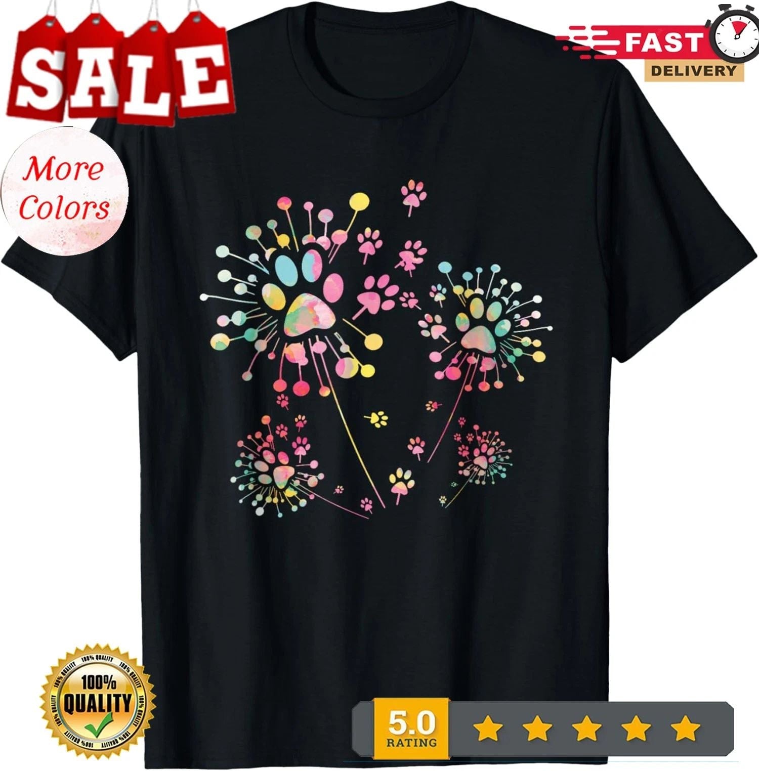 Dog Flower Dandelion Dog Paw Dog Lover T-Shirt Unisex T-shirt, Sweatshirt, Hoodie, Long Sleeve Tee - T-Shirt, Sweatshirt, Hoodie