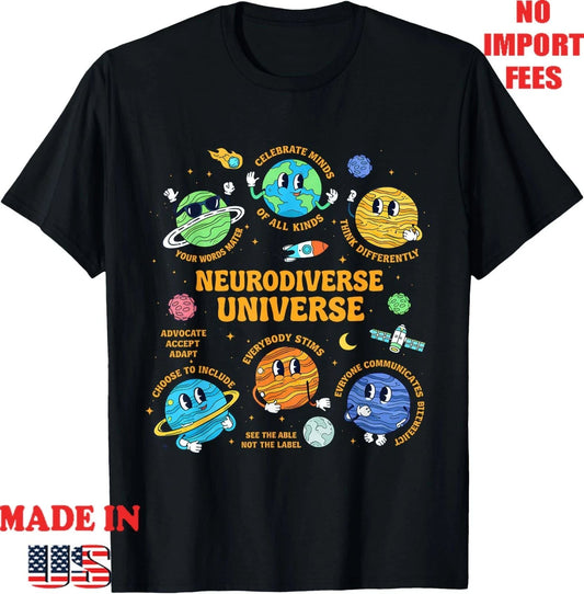 Autism Awareness Neurodiverse Universe SPED Teacher Planets Kid Adult Tshirt Unisex T-shirt, Sweatshirt, Hoodie, Long Sleeve Tee - T-Shirt, Sweatshirt, Hoodie