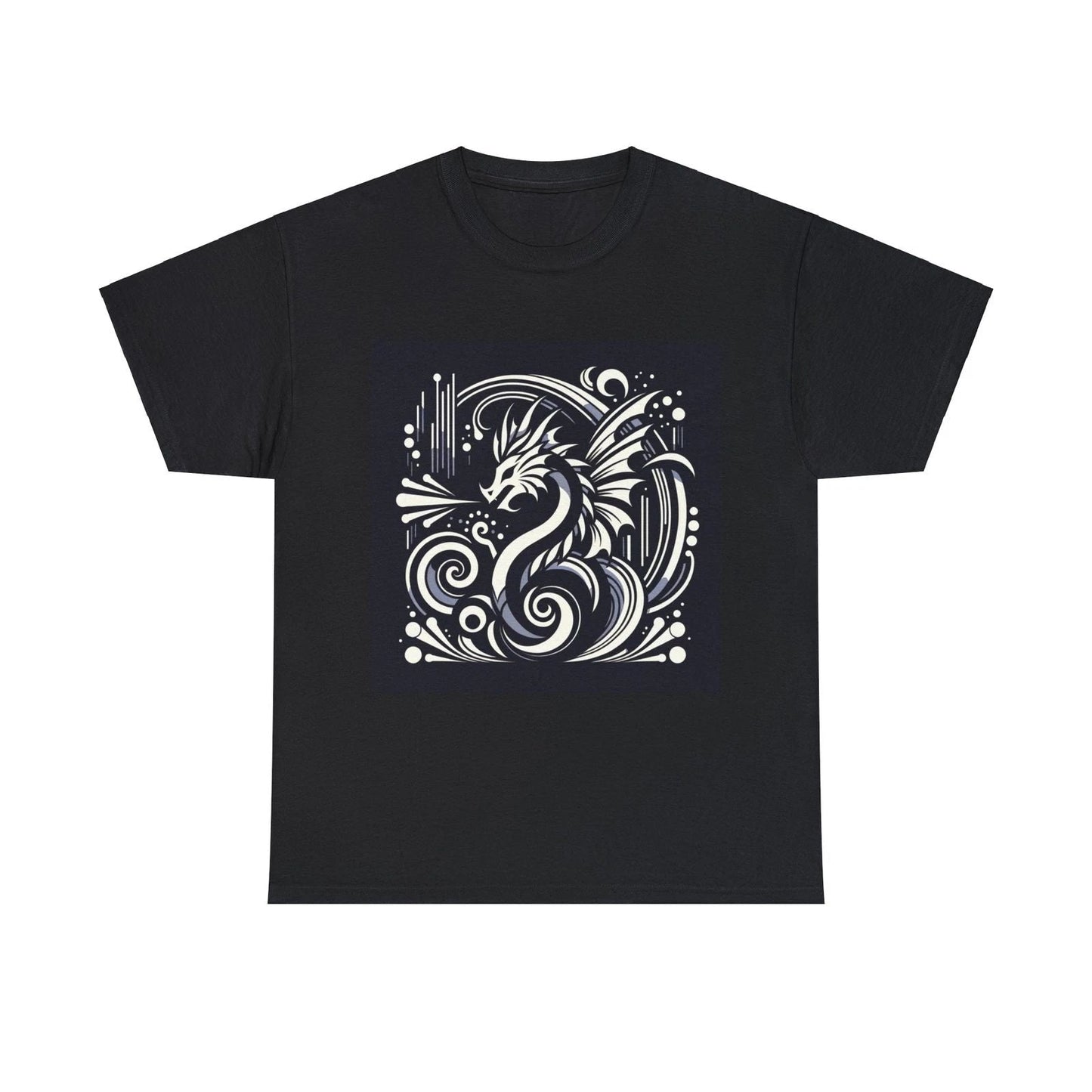 Unisex Adult T Shirt Art Deco Dragon Silhouette in Monochrome Fantasy Black Tee Unisex T-shirt, Sweatshirt, Hoodie, Long Sleeve Tee - T-Shirt, Sweatshirt, Hoodie