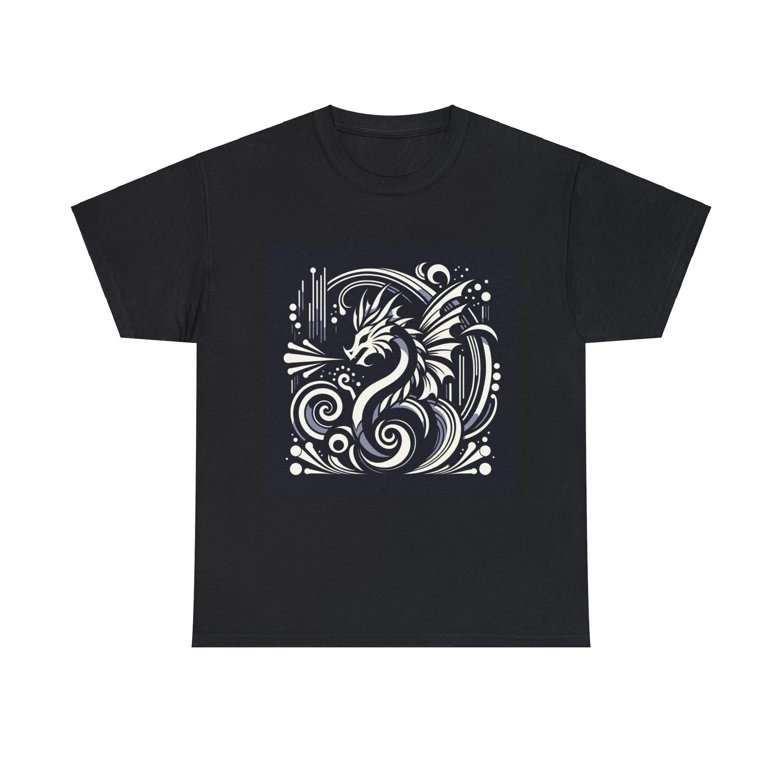 Unisex Adult T Shirt Art Deco Dragon Silhouette in Monochrome Fantasy Black Tee Unisex T-shirt, Sweatshirt, Hoodie, Long Sleeve Tee - T-Shirt, Sweatshirt, Hoodie