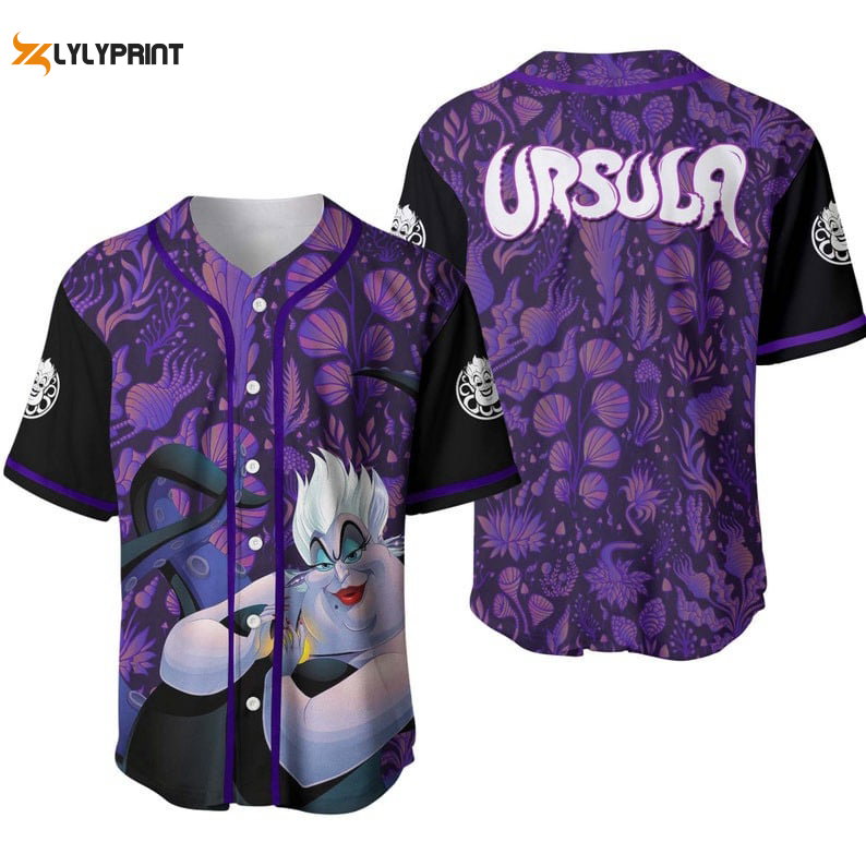Ursula Pattern The Little Mermaid All Over Print Baseball Jersey - lylyprint.com baseball jersey product view 1