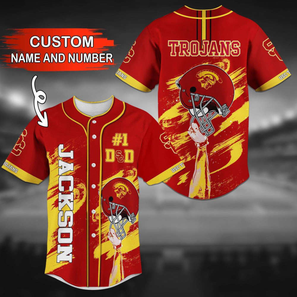 Customize Your Style with USC Trojans Personalized Baseball Jersey - lylyprint.com baseball jersey product view 2