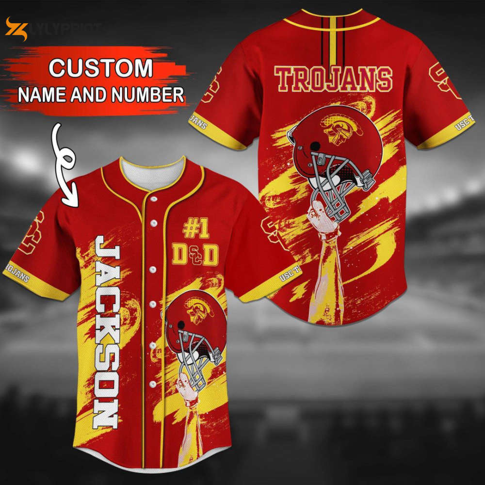 Customize Your Style with USC Trojans Personalized Baseball Jersey - lylyprint.com baseball jersey product view 1