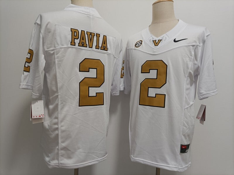 vanderbilt commodores #2 diego pavia Style 1 College Football Jersey football jersey product view 1