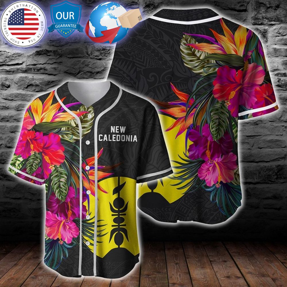 HOT New Caledonia Polynesian Hibiscus Baseball Jersey baseball jersey product view 1