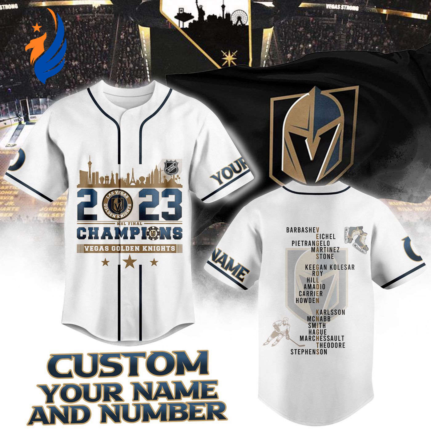 Vegas Golden Knights Stanley Cup Champions 2023 White Baseball Jersey - Bafud baseball jersey product view 1