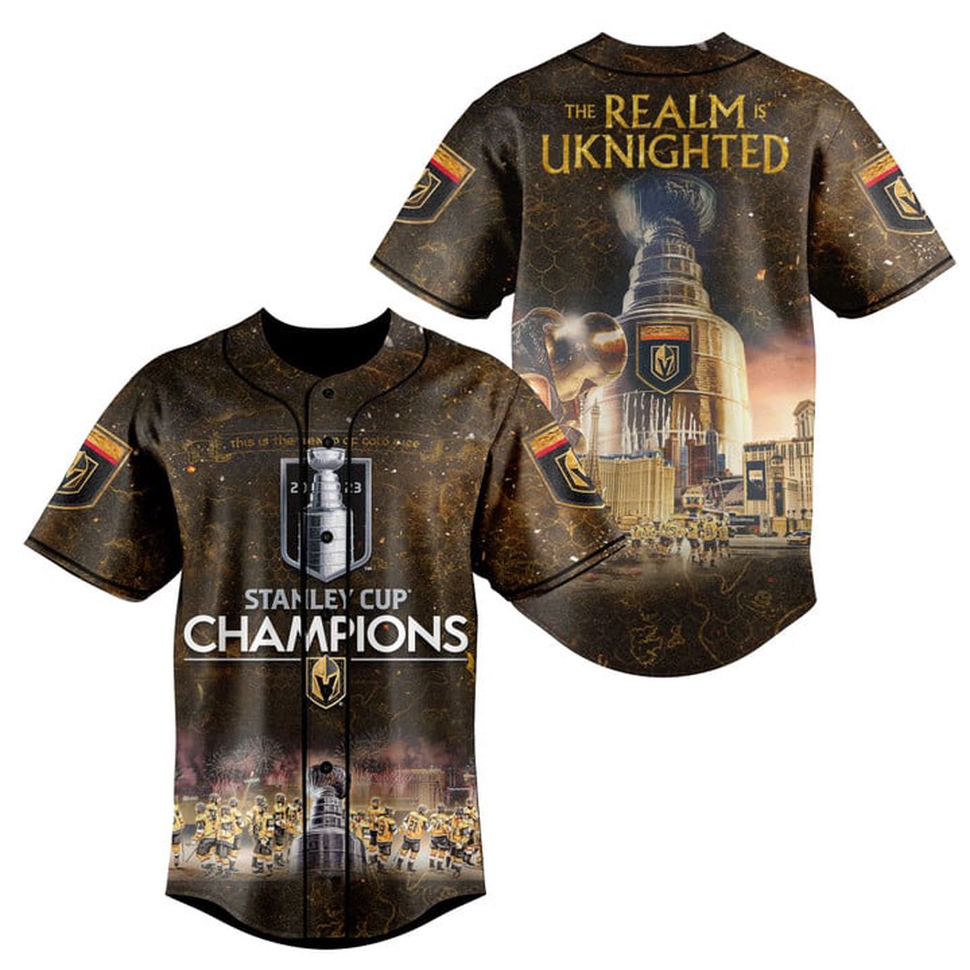 Vegas Golden Knights The REALM Is UKNIGHTED Baseball Jersey - Bafud baseball jersey product view 2