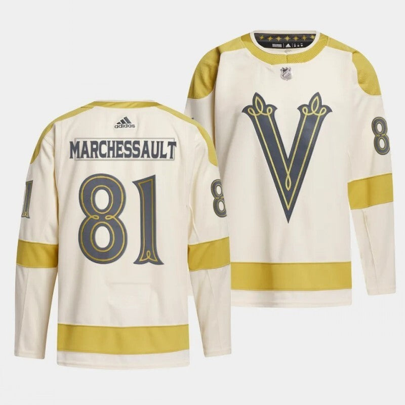vegas golden knights #81 jonathan marchessault 2024 nhl winter classic jersey - cream Hockey Jersey hockey jersey product view 1