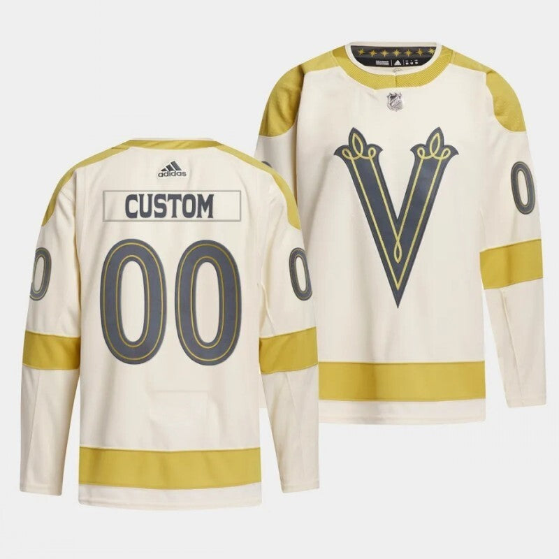 vegas golden knights custom 2024 nhl winter classic jersey - cream Hockey Jersey hockey jersey product view 1