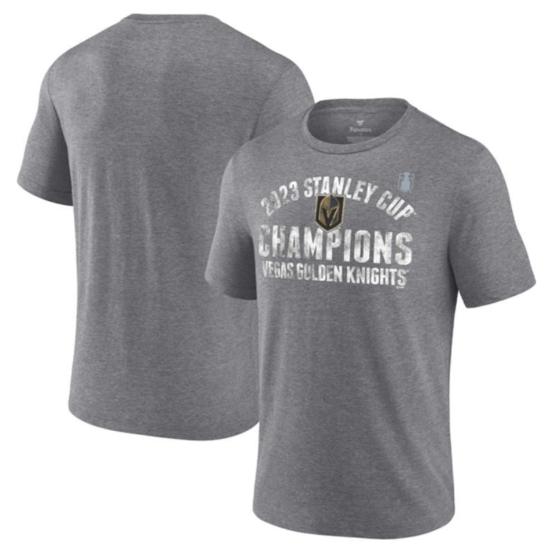vegas golden knights heather gray 2023 stanley cup champions tri-blend t-shirt Hockey Jersey hockey jersey product view 1