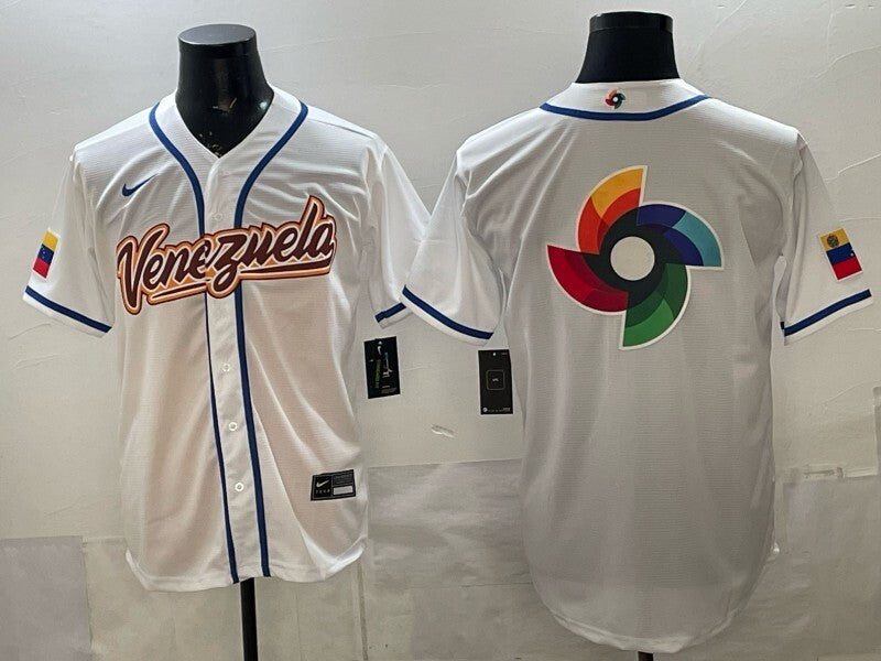 venezuela baseball White 2026 world baseball classic 26 World Cup Style 1 Soccer Jersey baseball jersey product view 1