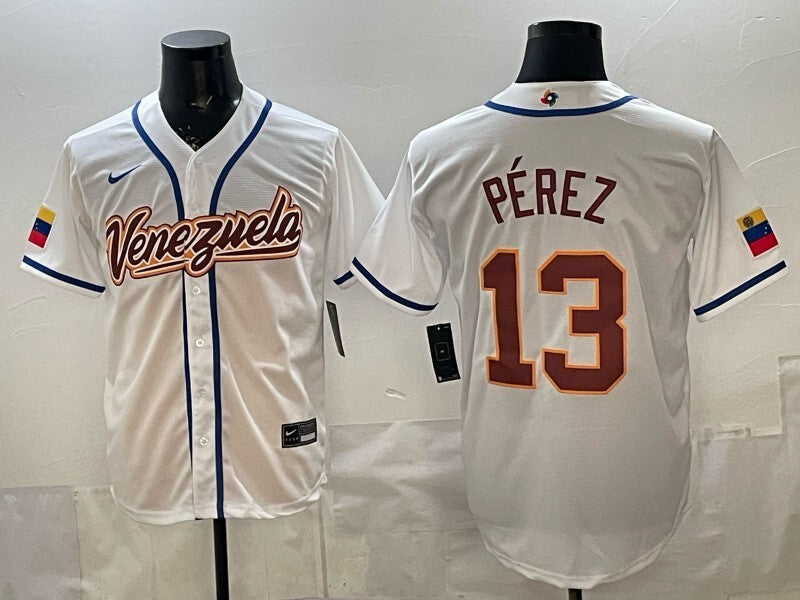 venezuela baseball #13 perez white 2026 world baseball classic 26 World Cup Soccer Jersey baseball jersey product view 1