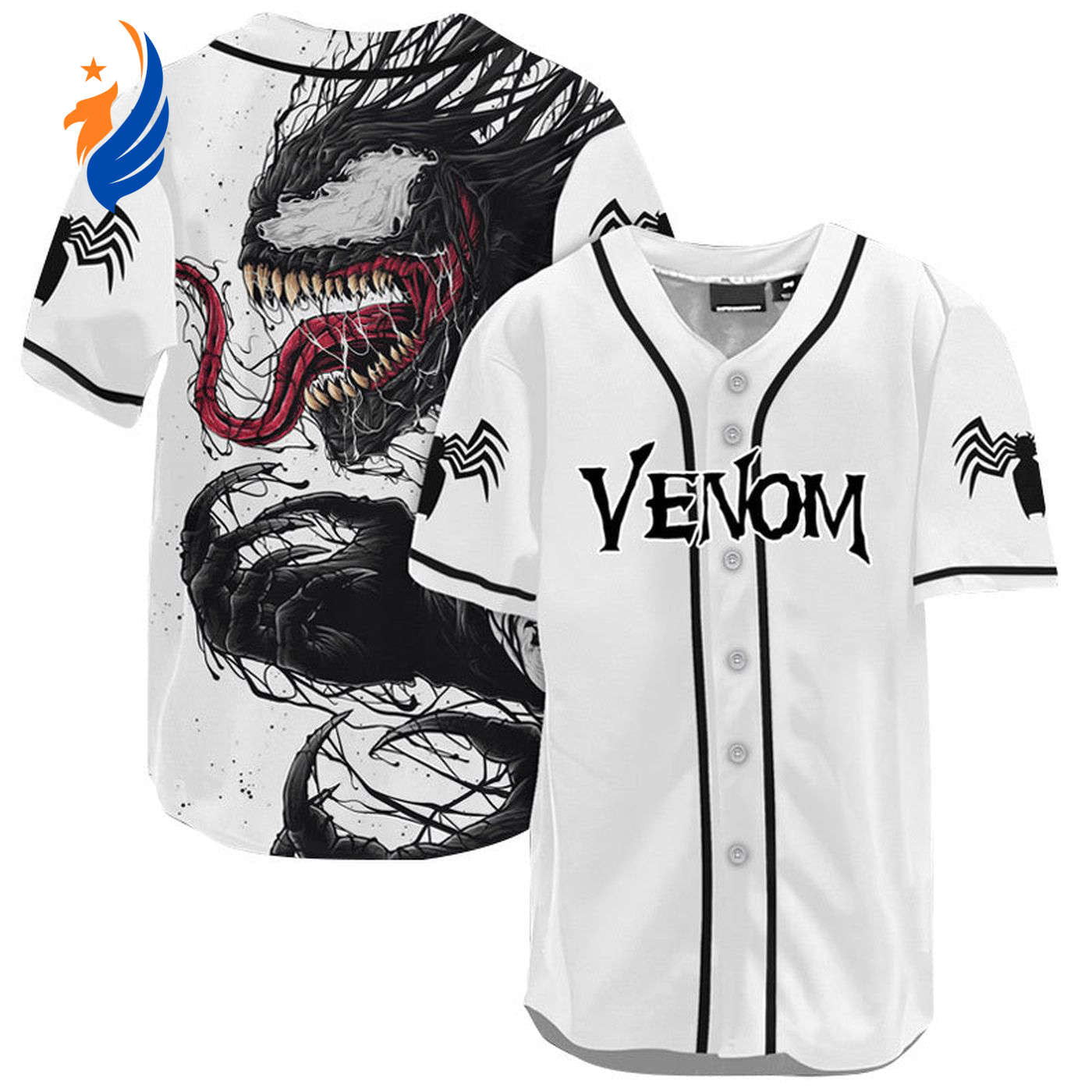 Ultimate Venom and Spider Baseball Jersey: Unleash Your Inner Hero! - Bafud baseball jersey product view 1