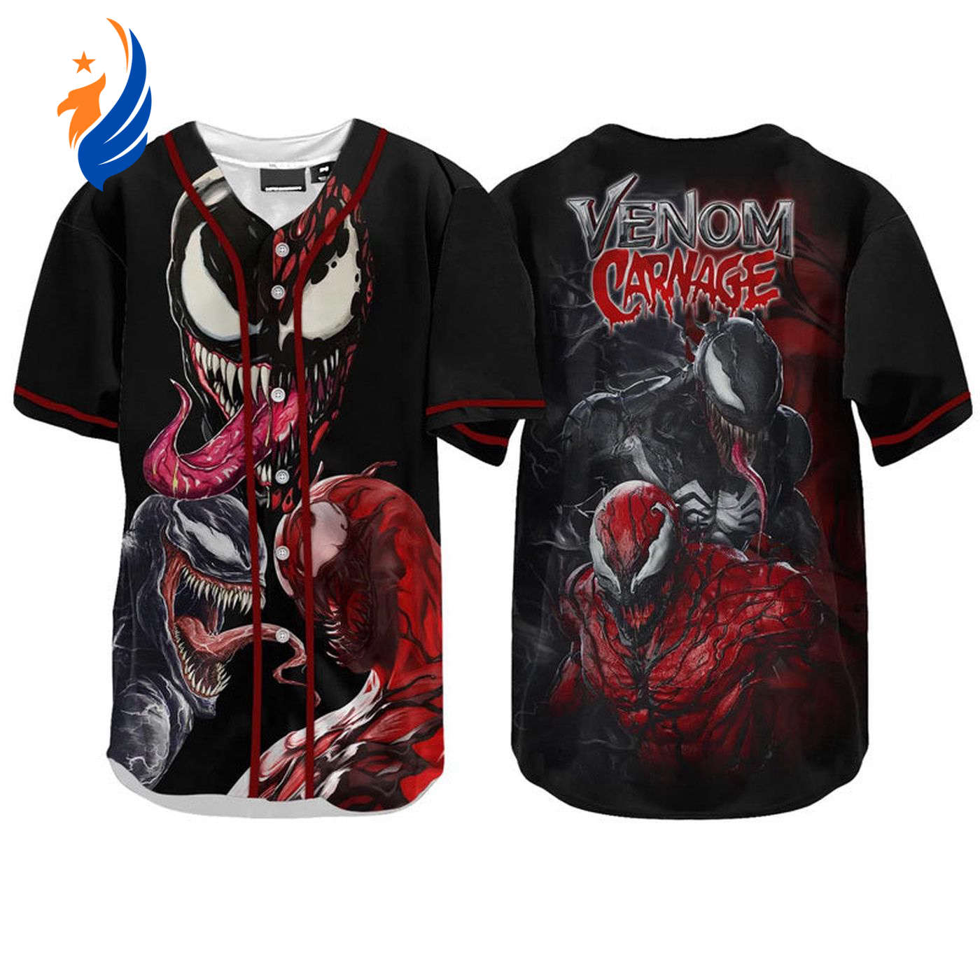 Get Your Venom Carnage Black and Red Baseball Jersey - Stylish Durable and Comfortable! - Bafud baseball jersey product view 1