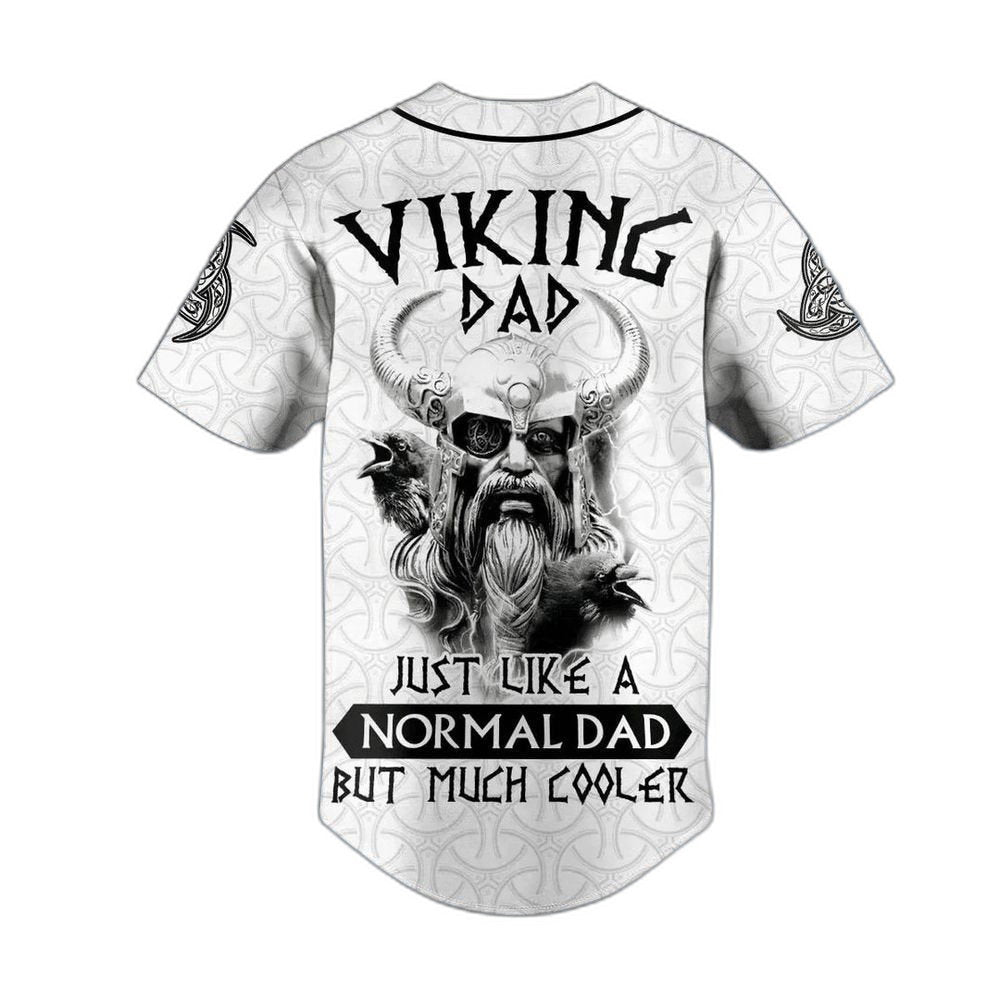 Viking Dad Just Like A Normal Dad But Much Cooler Custom Baseball Jersey For Men Women, Skull lovers Gift - lylyprint.com baseball jersey product view 1