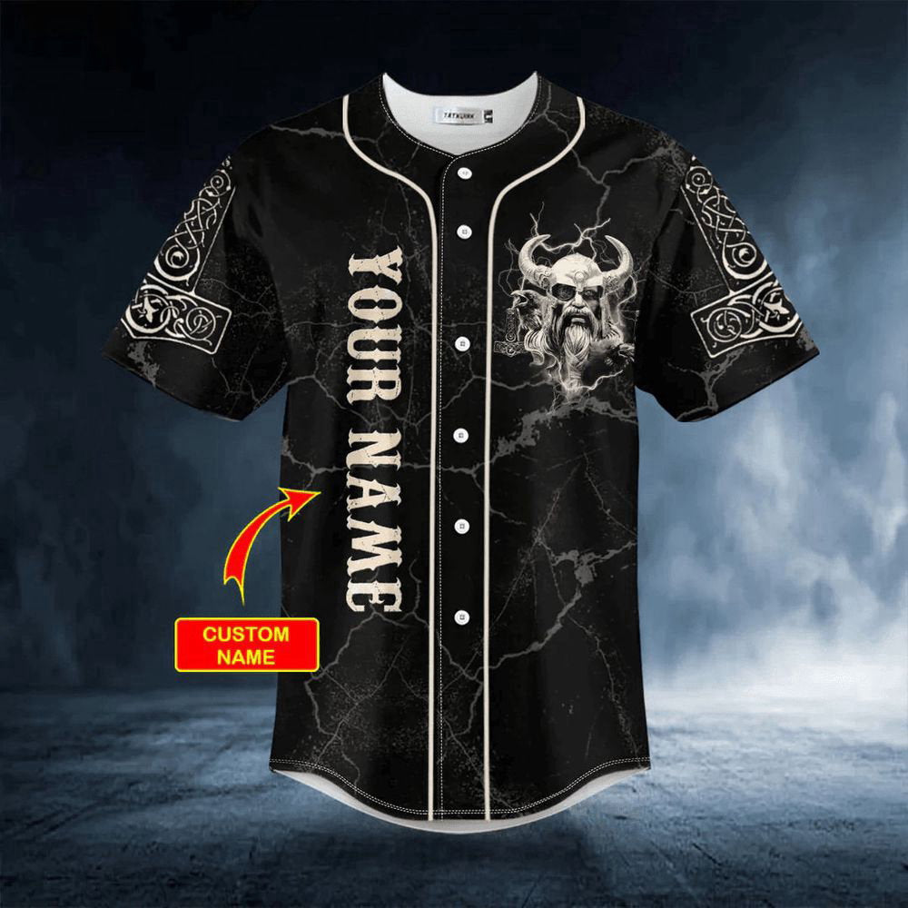 Viking Son Of Odin Valhalla Custom Baseball Jersey For Men Women, Gift For Baseball Fans, Custom Name - lylyprint.com baseball jersey product view 2