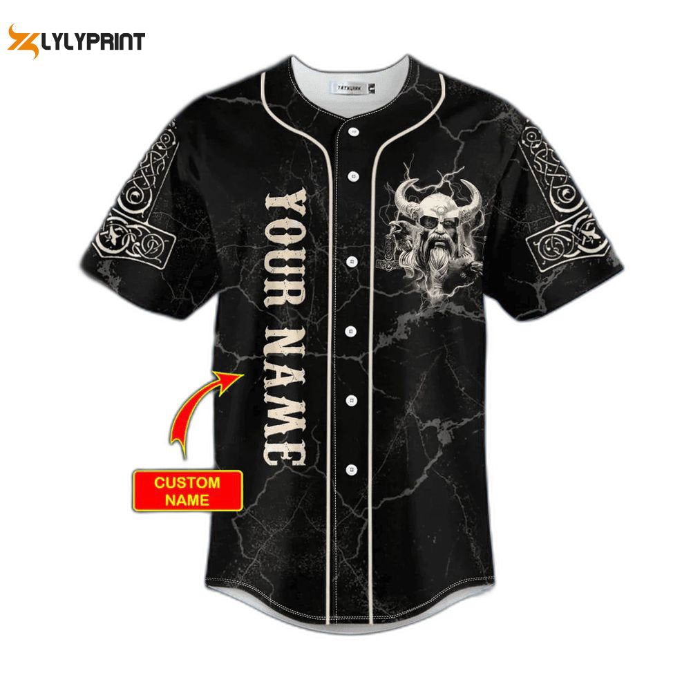 Viking Son Of Odin Valhalla Custom Baseball Jersey For Men Women, Gift For Baseball Fans, Custom Name - lylyprint.com baseball jersey product view 1