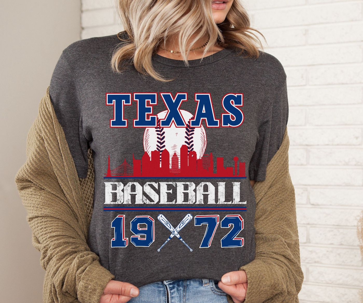 Vintage Texas Baseball Shirt - Ranger Fan Gear Retro MLB Tshirt - lylyprint.com baseball jersey product view 2